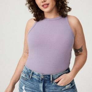Torrid Super Soft Ribbed High Neck Tank Top in Dusk Size 1X NWT